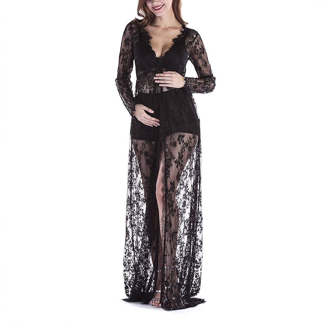 Damen Schwangerschaft Spitzen Kimono Robe Drune