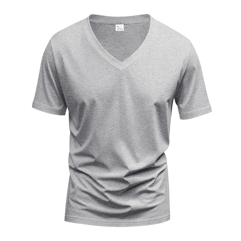Herren nan V-Ausschnitt-T-Shirt aus Stretchbaumwolle mit ergonomischem Schulterschnitt und flachem Saum Drune