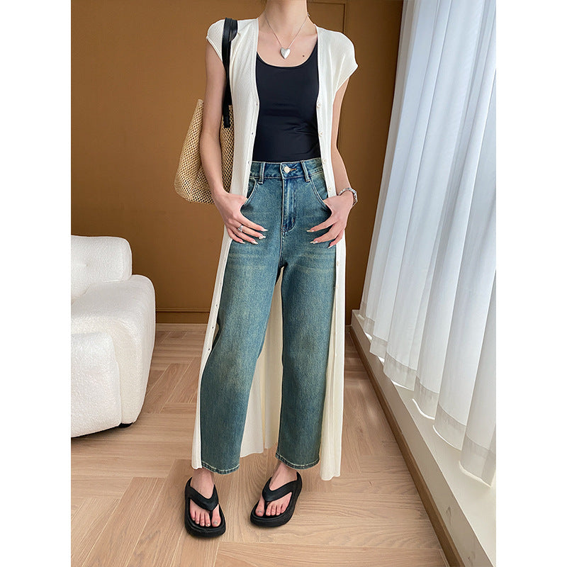 Damen Hochtaillierte Jeans im Vintage-Stil Drune
