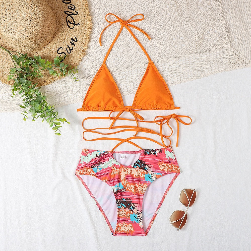 Damen Triangel-Bikini mit lässigem Schnitt und modischen Bindebändern Drune