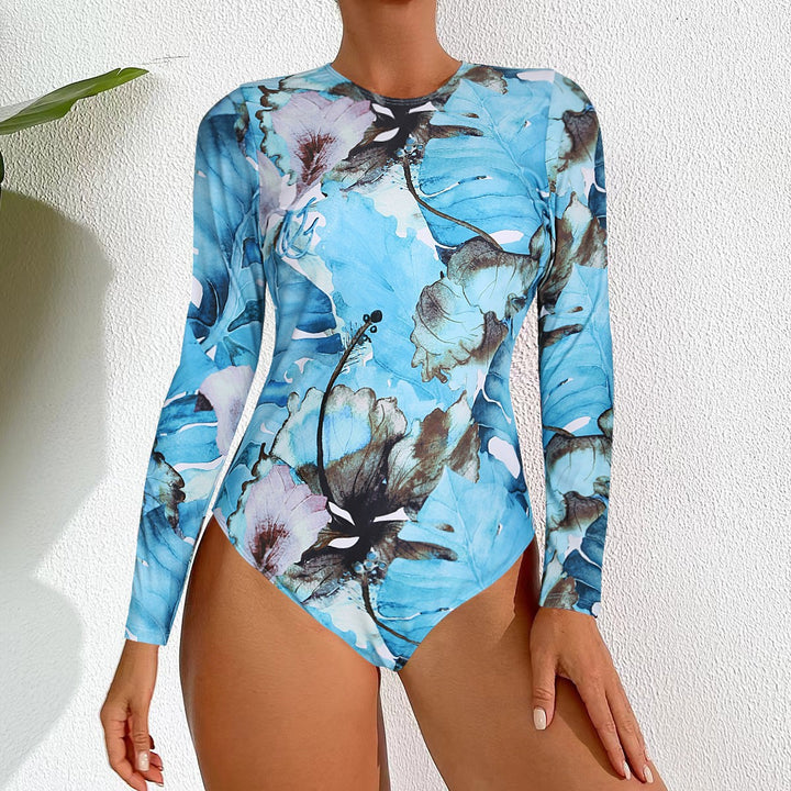 Damen Langarm-Badeanzug mit eleganter Marmor-Optik Drune