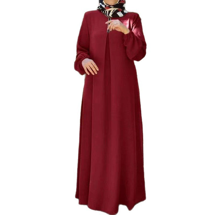 Damen Maxikleid mit elegantem Stehkragen und angeschnittenen Ärmeln Drune