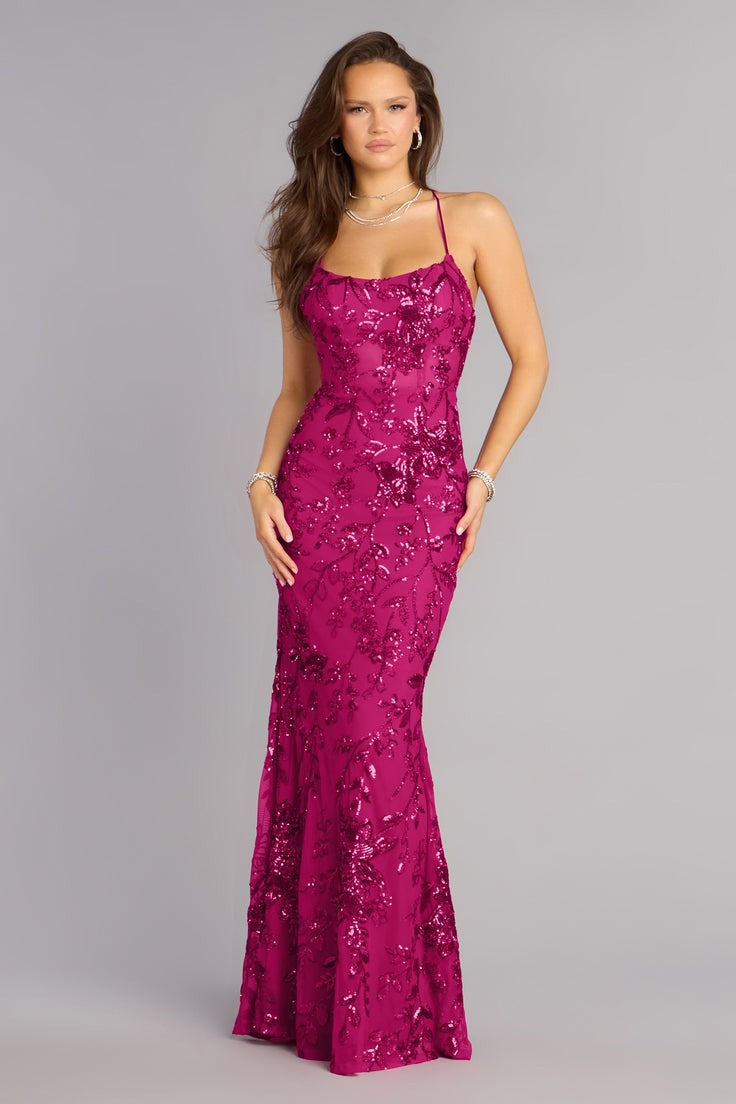 Damen Glamouröses Abendkleid mit funkelnden Pailletten Drune
