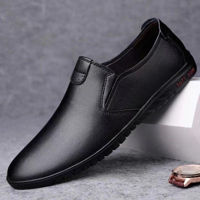 Herren Slip-On Freizeitleder Slipper mit weicher Sohle Drune
