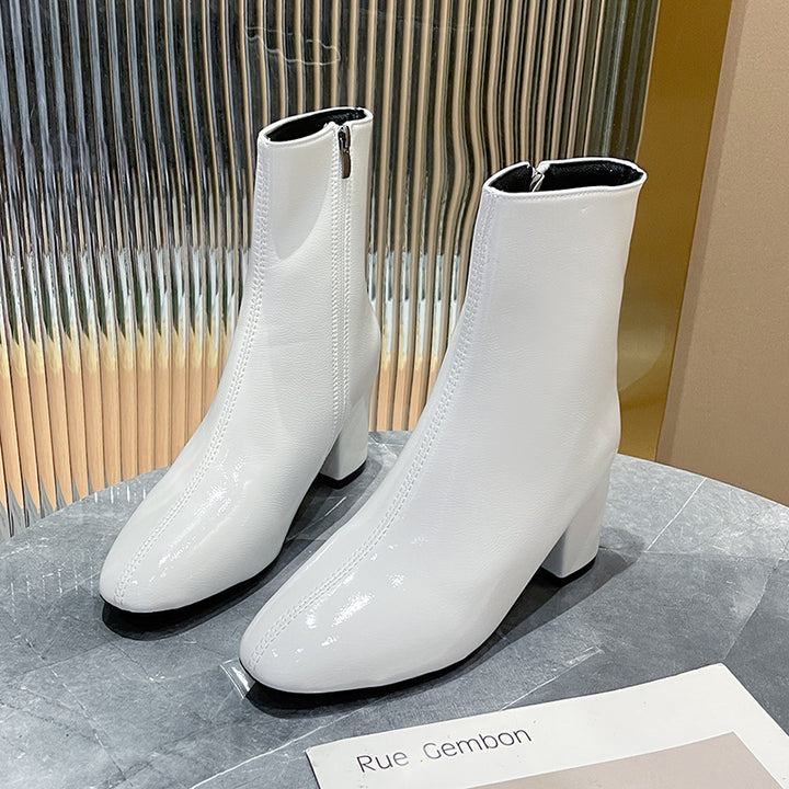 Damen Ankle Boots mit elegantem Blockabsatz und modischem Reißverschluss Drune