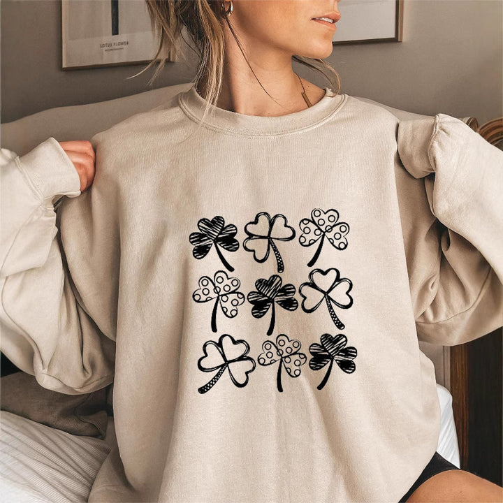 Damen Sweatshirt mit verspieltem Kleeblatt-Motiv Drune