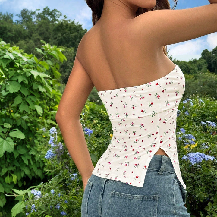 Damen strapazierfähiges Bustier mit floralem Muster und elastischem Saum Drune