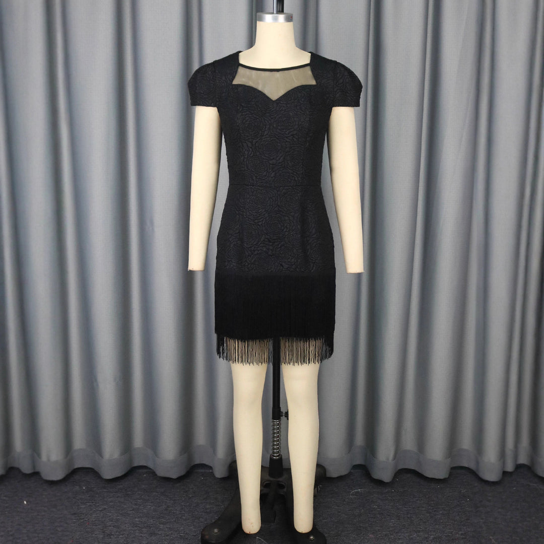 Damen Kleid mit elegantem Fransen-Saum und floralem Muster Drune