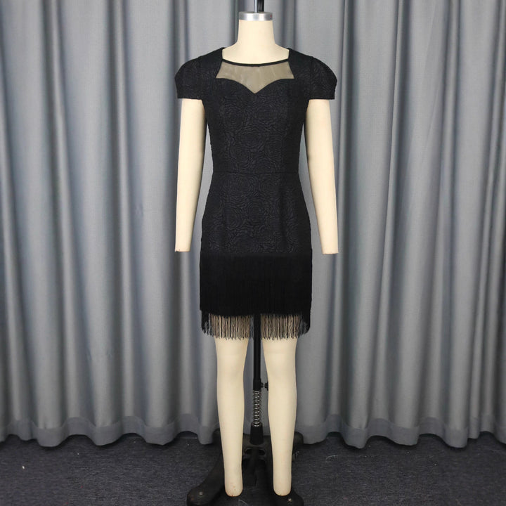 Damen Kleid mit elegantem Fransen-Saum und floralem Muster Drune