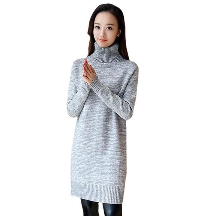 Damen Strickkleid mit hohem Rollkragen und gerippten Details Drune