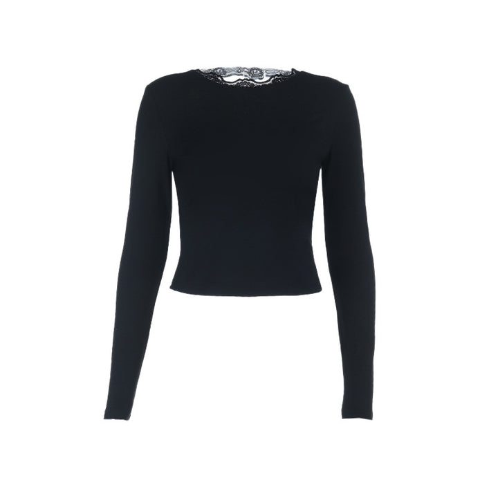 Damen Elegantes Langarmoberteil mit Spitzenakzenten Drune