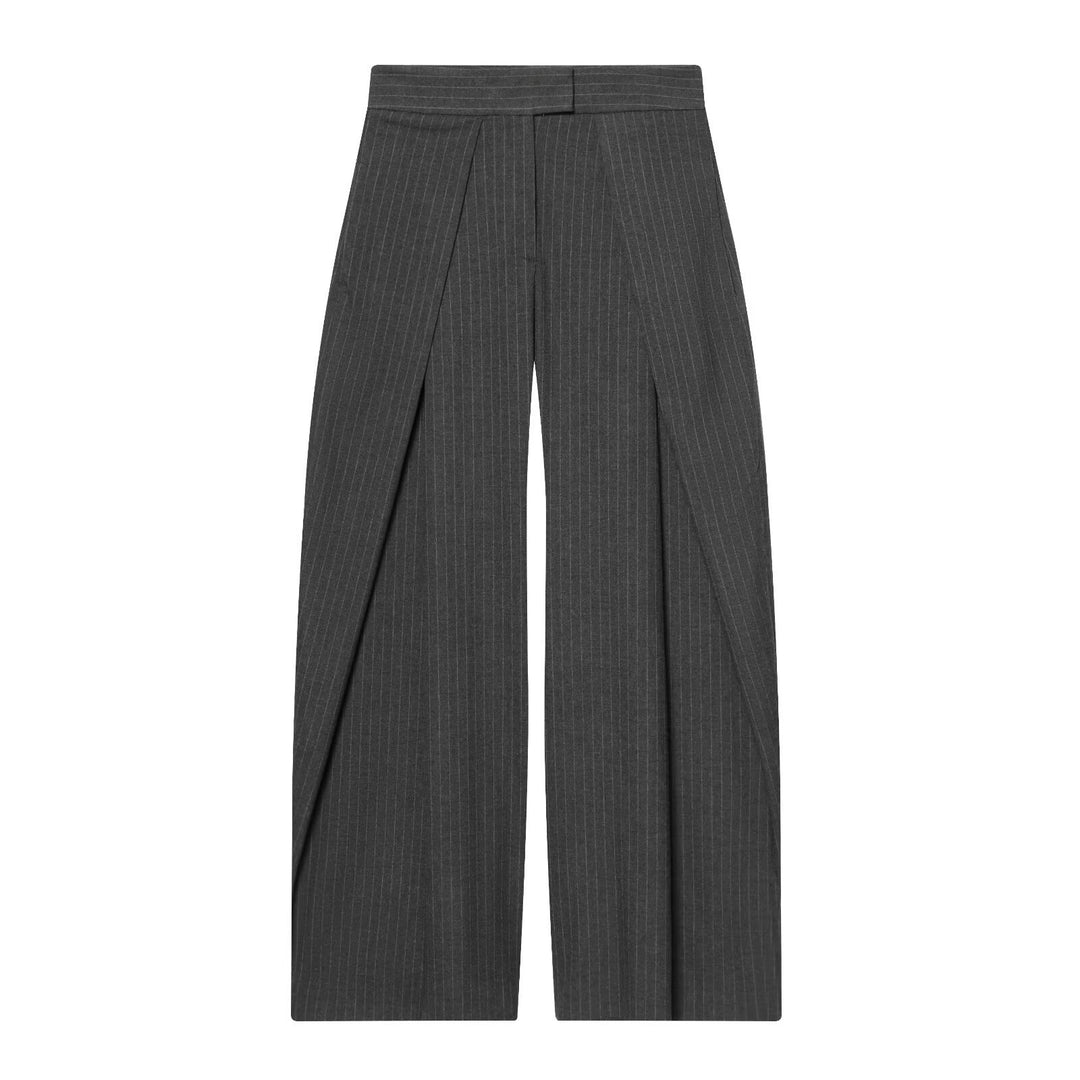 Damen weite Anzughose mit modischem Streifenmuster und eleganter Faltenlegung Drune