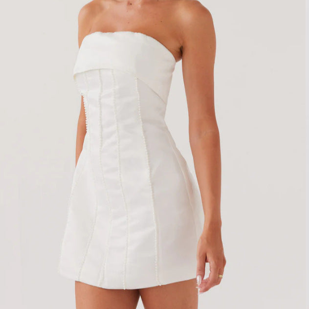 Damen Cocktailkleid mit schulterfreiem Design und elegantem Taillierungsdetail Drune