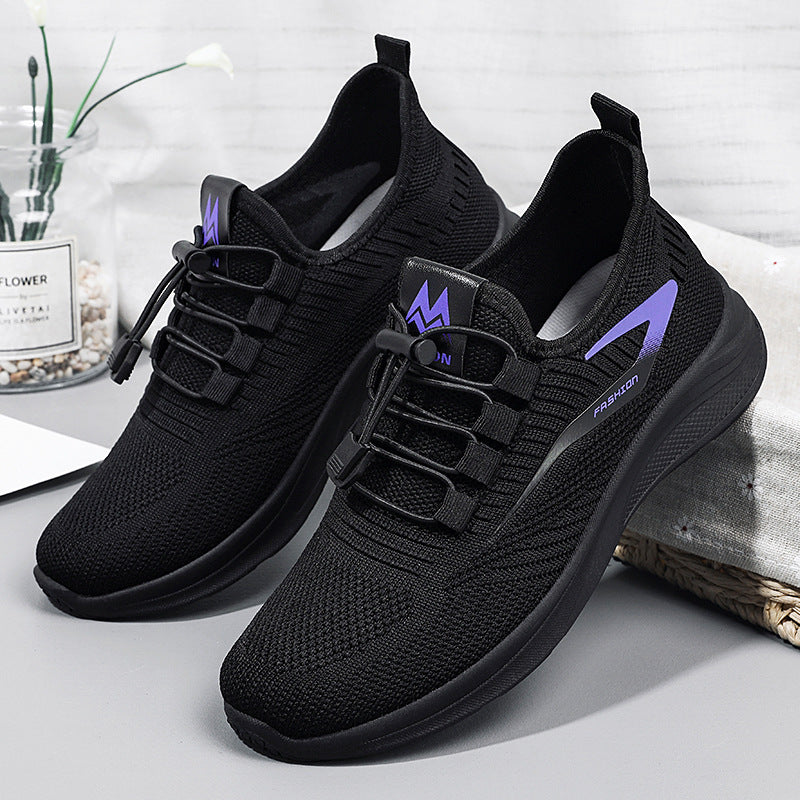 Damen nan leichte Strick-Sneaker mit Schnellverschluss, atmungsaktiver Sockenkonstruktion und stoßdämpfender EVA-Sohle Drune