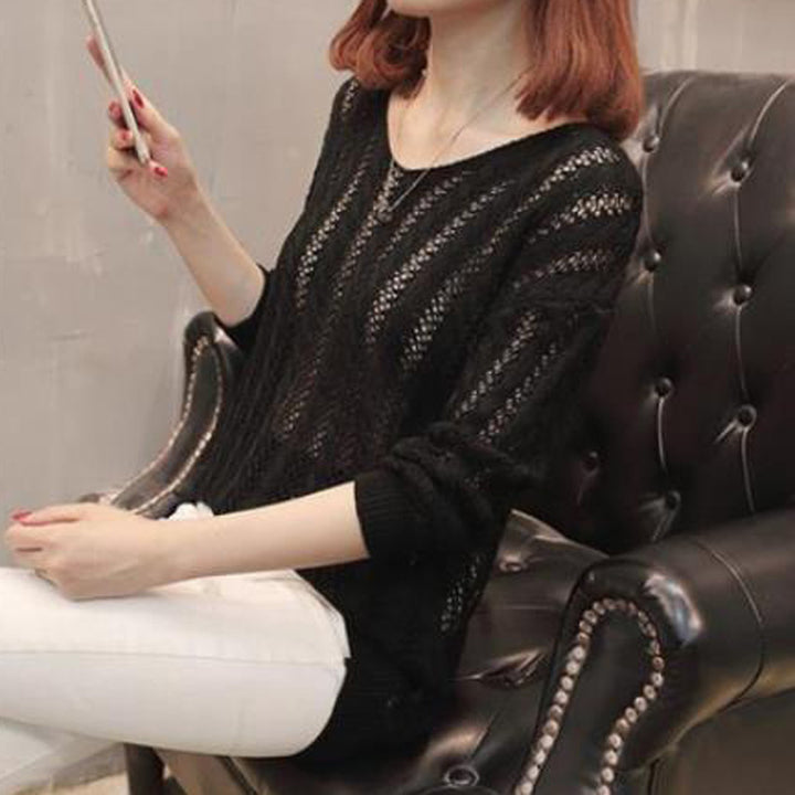 Damen Strickpullover mit Off-Shoulder-Design und Rückenschnürung Drune