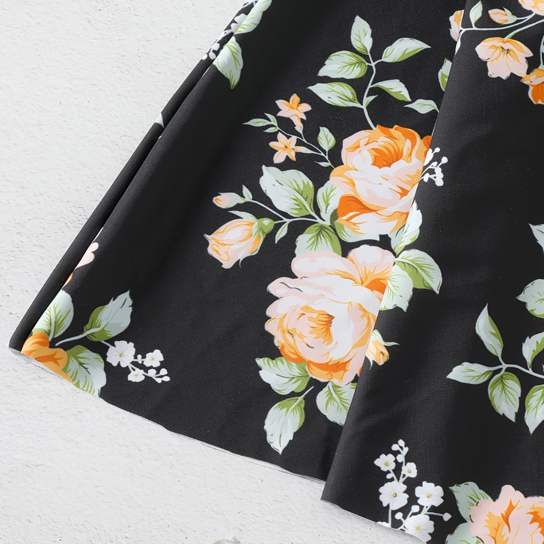 Damen Einteiler Badeanzug mit Rüschendetails und floralem Design Drune
