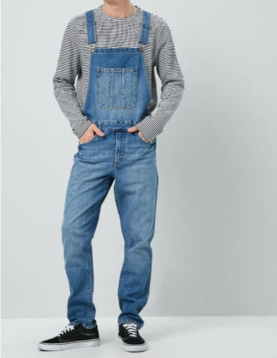 Herren Denim Latzhose im Vintage-Stil mit regulierbaren Trägern und praktischen Taschen Drune
