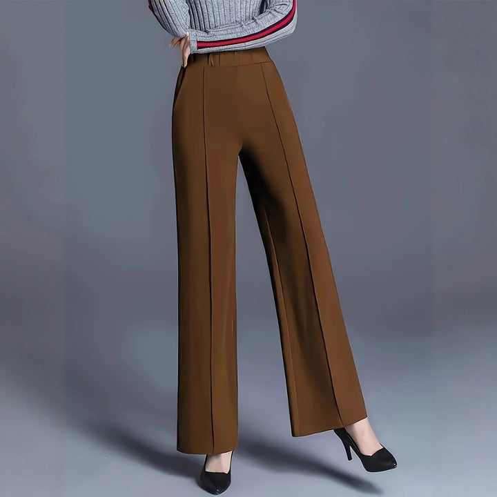 Damen elegante Hochbundhose mit Faltenwurf und dehnbarem Bund Drune
