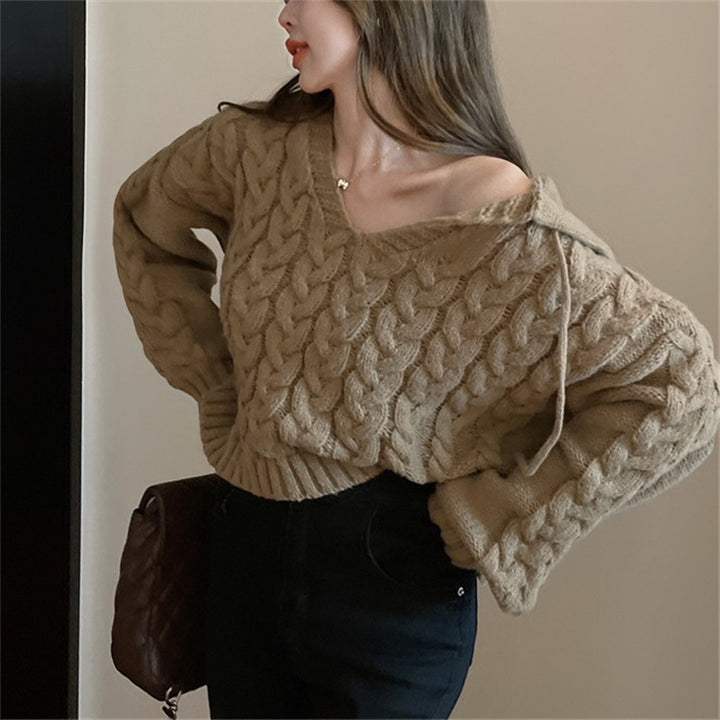 Damen Grobstrick-Poncho mit Kapuze und zeitgemäßem Design Drune