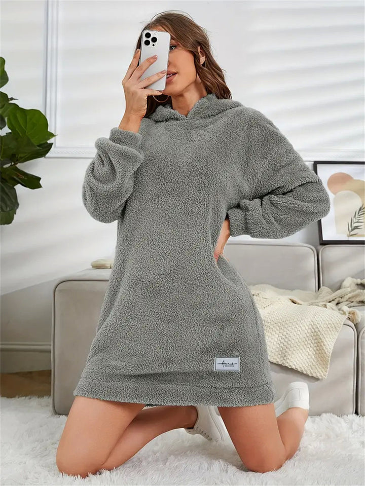 Damen Kuscheliges Hoodie-Kleid Drune