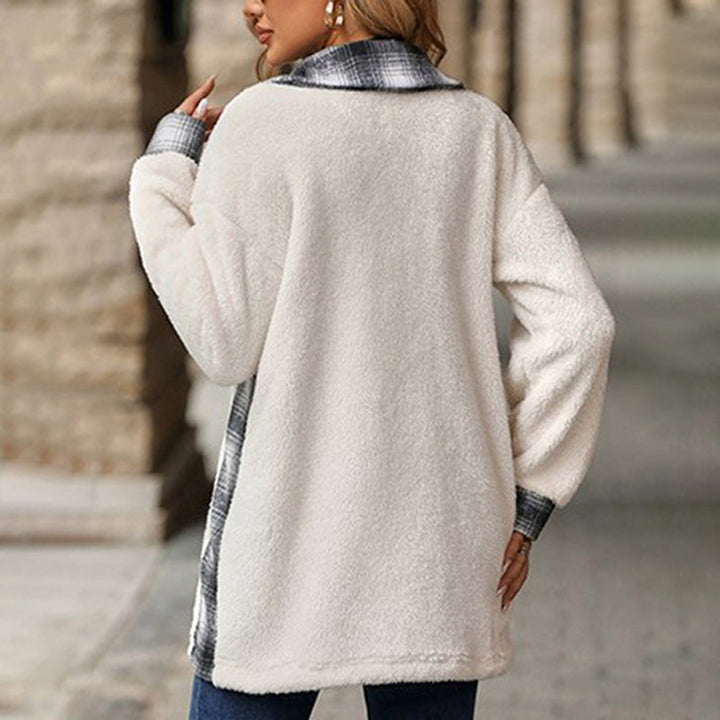 Drune | Fleecejacke mit Karodetails Knopfverschluss Warm und Lässiger Stil