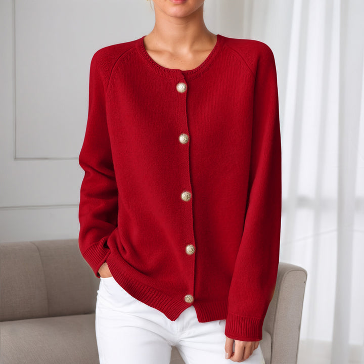 Damen kuscheliger Strickcardigan mit Knopfdetails und elastischen Bündchen Drune