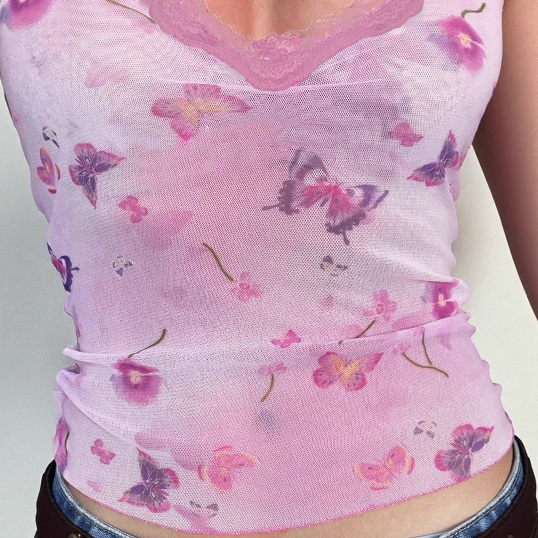 Damen Spitzenoberteil mit floralem Design Drune