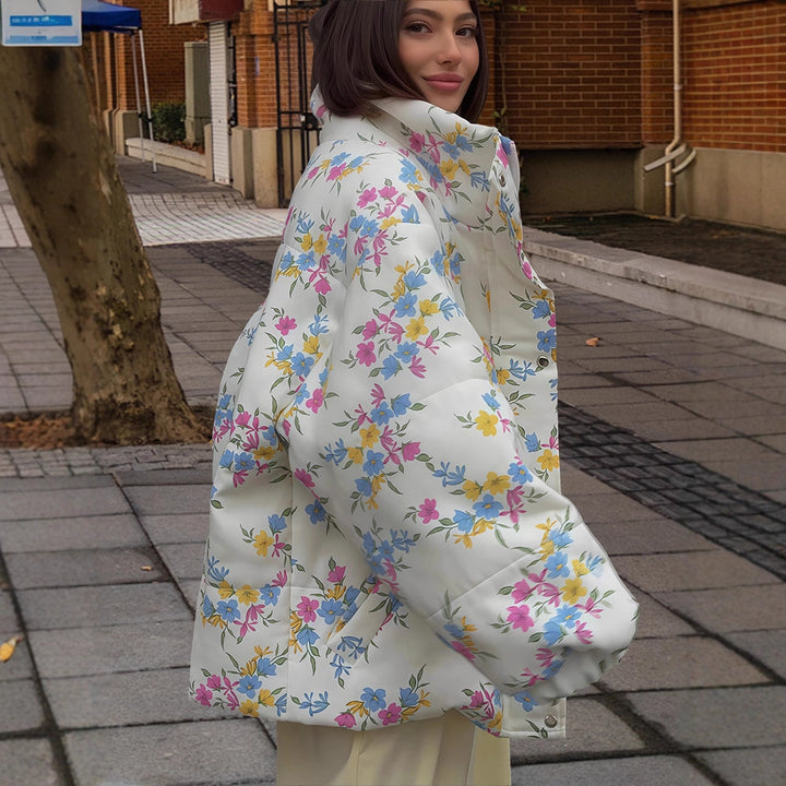 Damen Freizeitjacke mit floralem Muster und voluminösen Ärmeln Drune