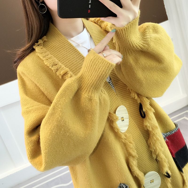 Damen Lässige Strickjacke mit fransigen Details Drune
