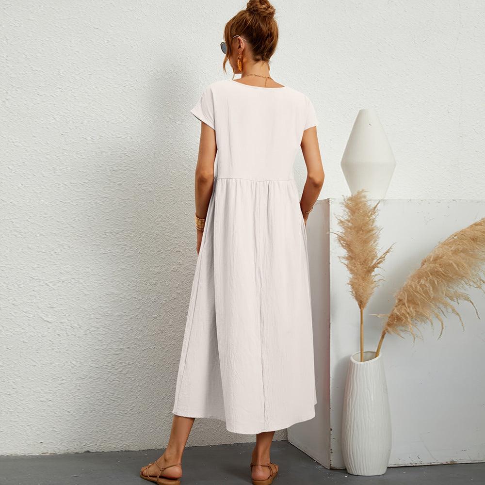DamenMaxikleid mit modischer Taillierung und praktischen Seitentaschen Drune