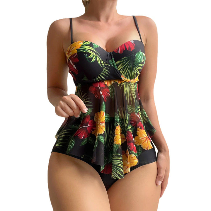 Damen Badeanzug mit Volants und floralem Print Drune