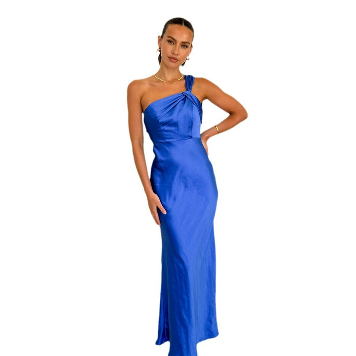 Damen Elegantes Abendkleid mit asymmetrischem Träger und zurückhaltendem Glanz Drune