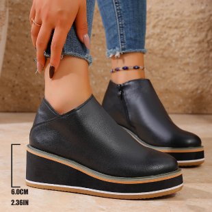 Damen nan Keilabsatz-Stiefelette mit seitlichem Reißverschluss und gepolstertem Komfortfußbett Drune
