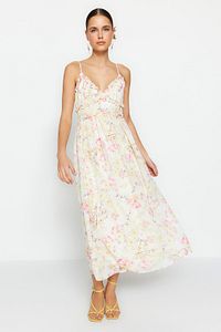 Damen Maxikleid mit floralen Mustern und fließendem Schnitt Drune
