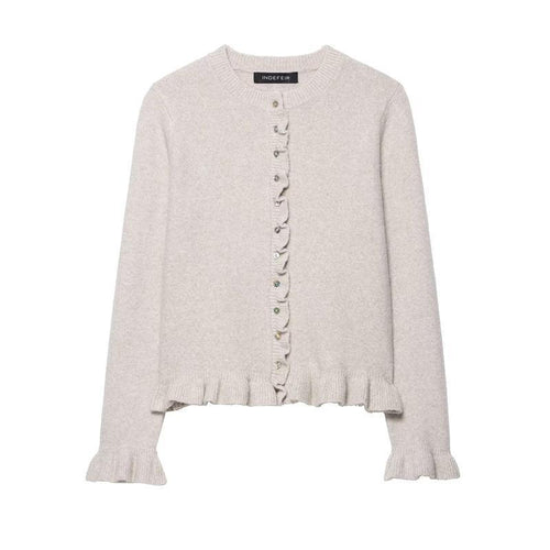Damen Strickjacke mit Rüschendetails und Knopfleiste Drune