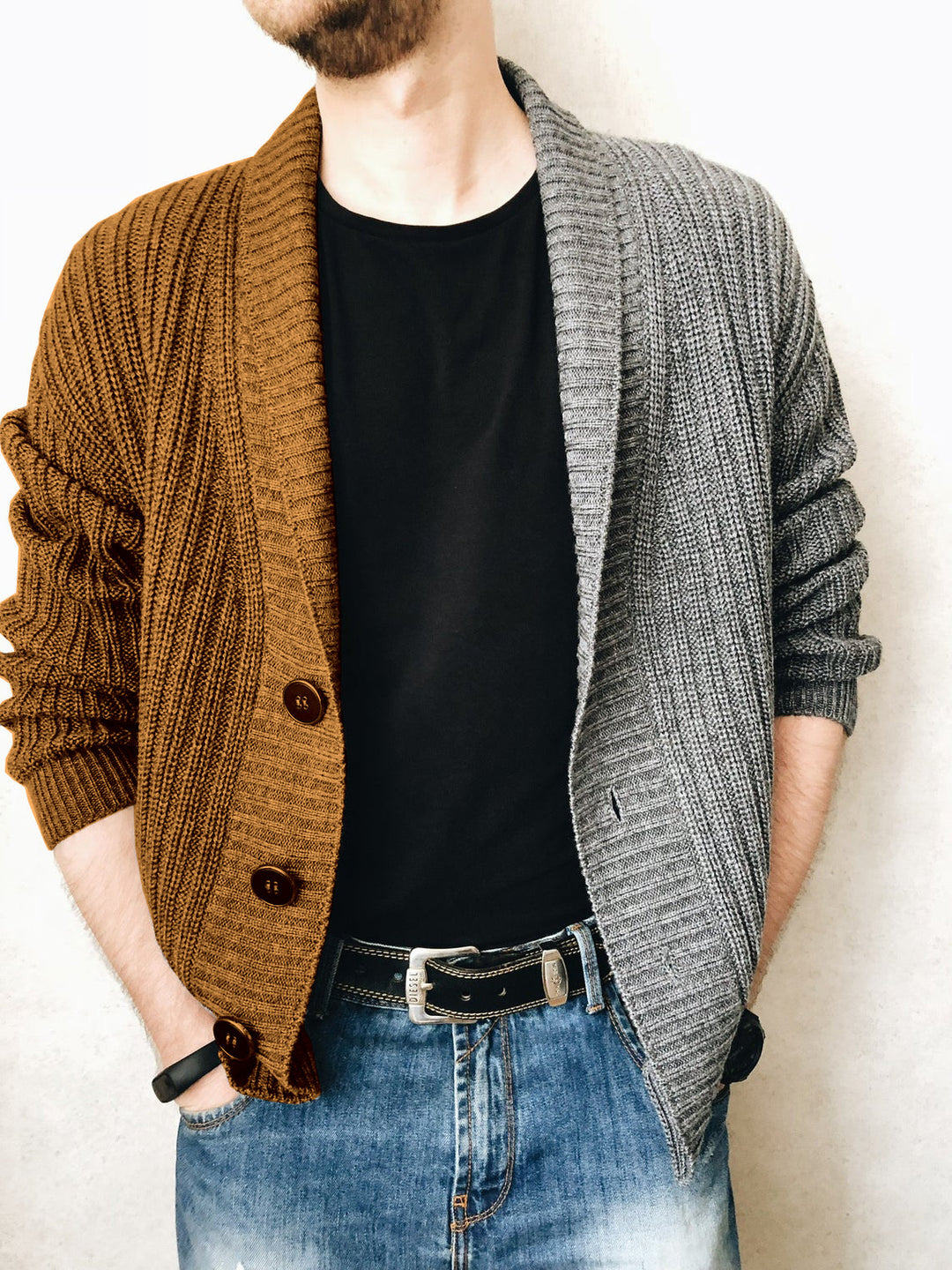 Herren Strickjacke mit strukturierter Oberfläche und modernen Knöpfen Drune