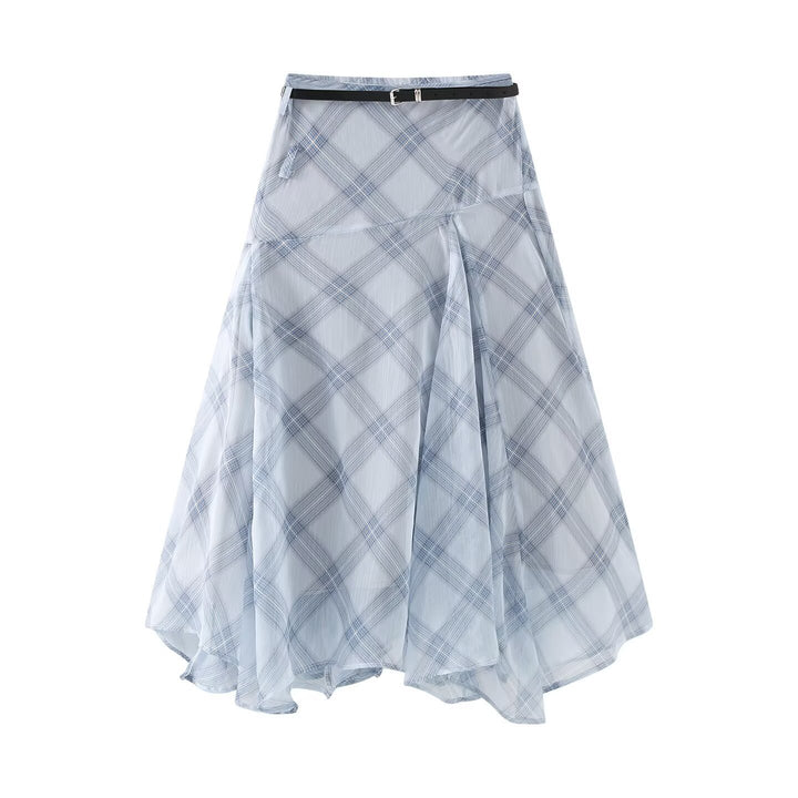 Damen Midikleid mit schwingendem Rock und Gürteldetails Drune