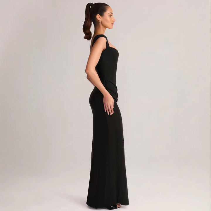 Damen Elegantes Maxikleid mit tiefem V-Ausschnitt und seitlichem Schlitz Drune