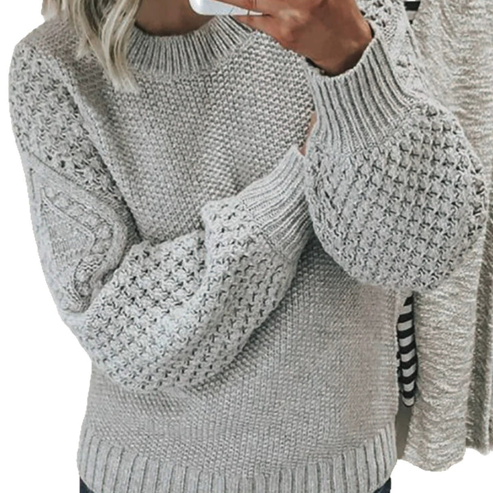 Damen Modischer Strickpullover mit strukturiertem Design und weiten Ärmeln Drune