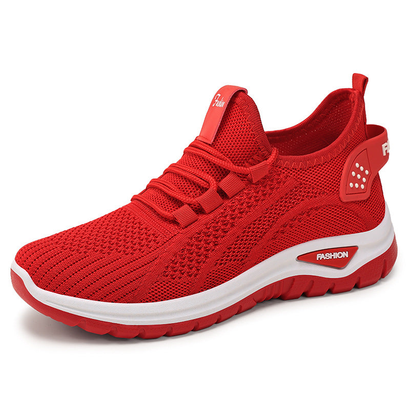 Damen nan sockenähnlicher Strick-Fit Sneaker mit elastischer Schnürung, gelochter Fersenverstärkung und dämpfender Plateau-Sohle Drune