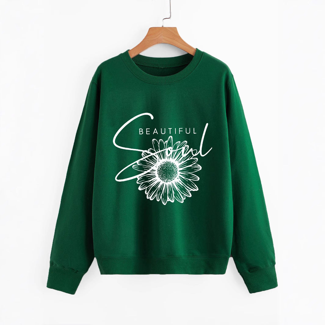 Damen Sweatshirt mit floralem Motiv und inspirierendem Schriftzug Drune