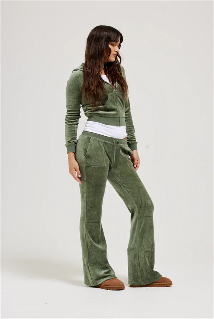 Damen Cropped Fleecejacke mit Kapuze Drune