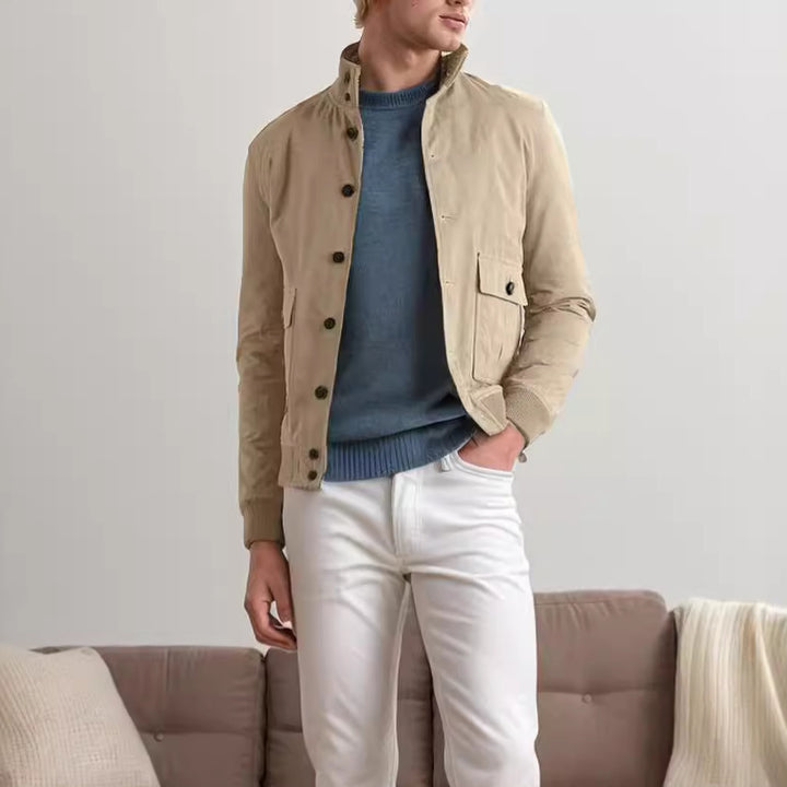 Herren stylische Suede-Jacke mit Knopfleiste Drune