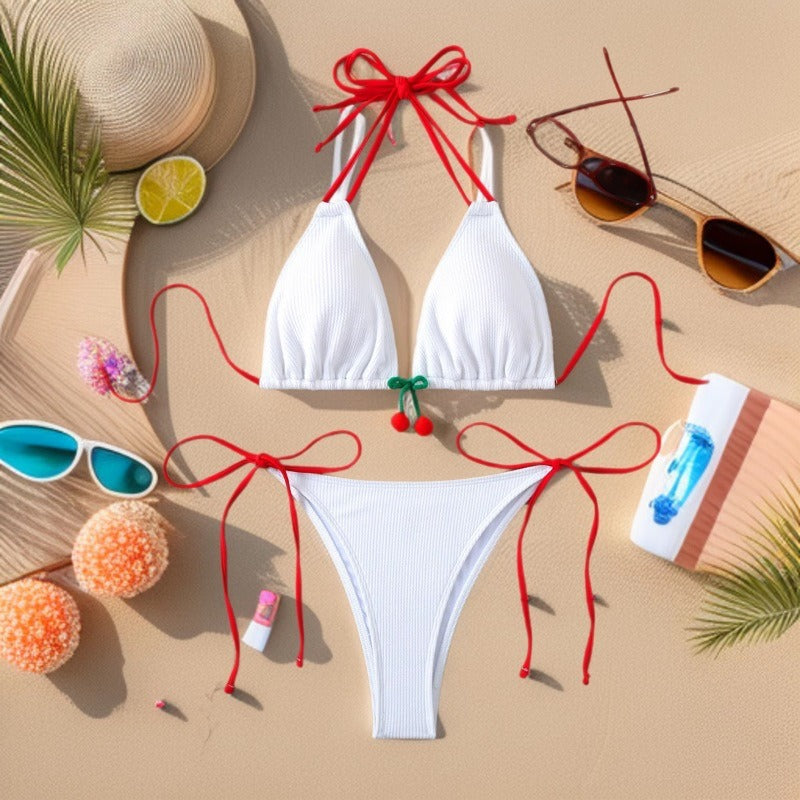 Damen Triangel-Bikini-Set mit verspieltem Knoten-Design Drune