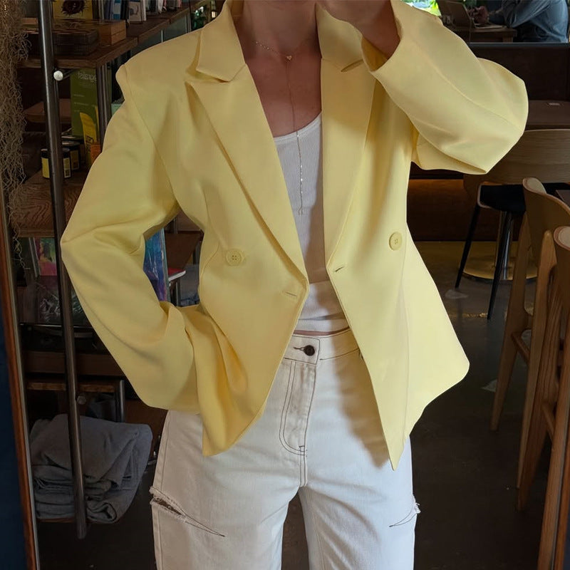 Damen eleganter Oversize-Blazer mit doppelter Knopfleiste Drune