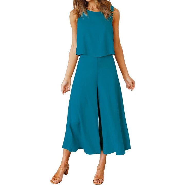 Damen bequemer Jumpsuit mit weitem Bein und schulterfreiem Design Drune