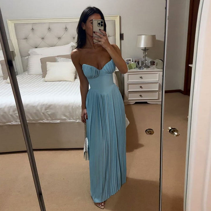 Damen Maxikleid mit strapazierfähigem Oberteil und eleganten Falten Drune
