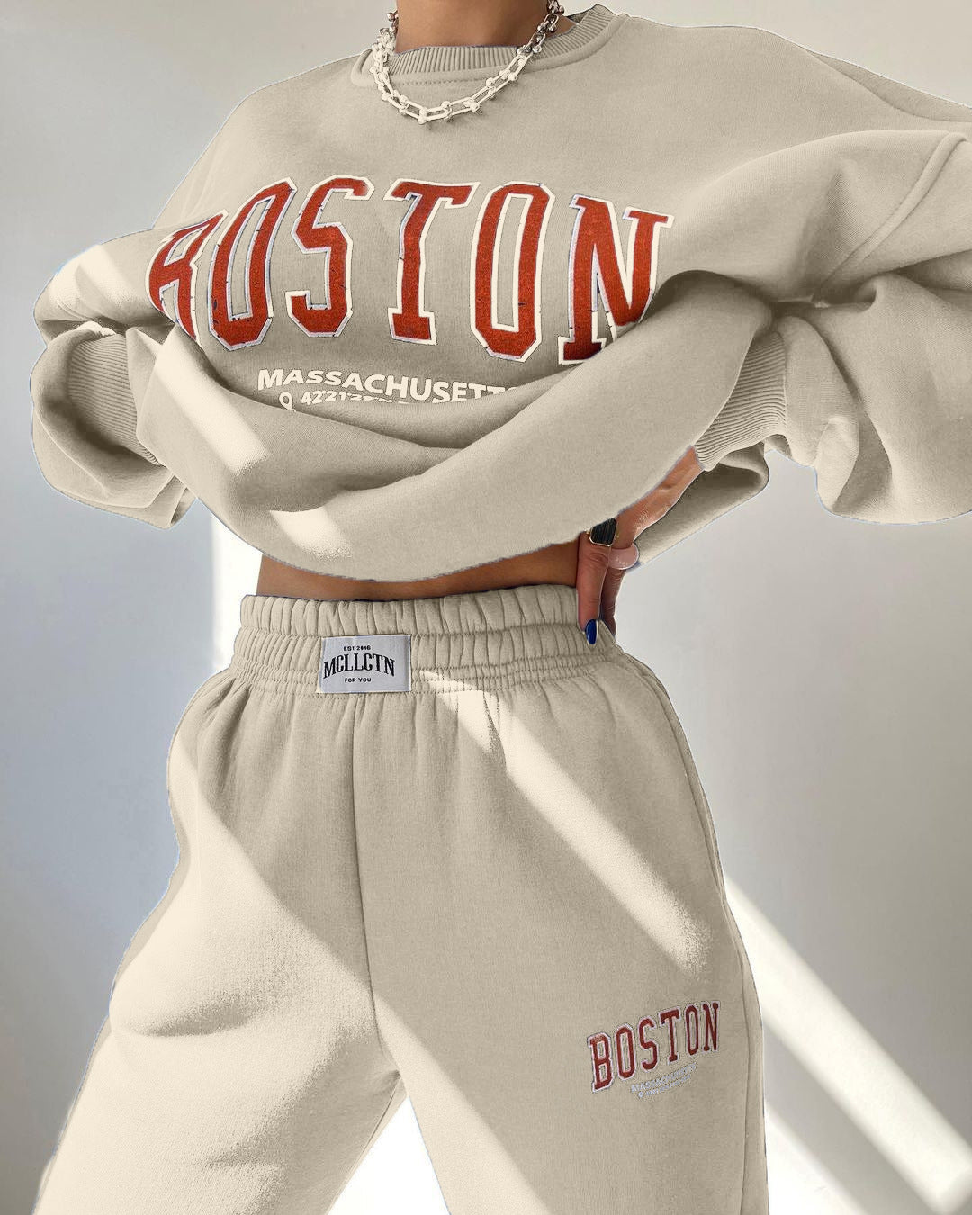 Damen lässiger Sweatshirt und Jogginghosen Set Drune