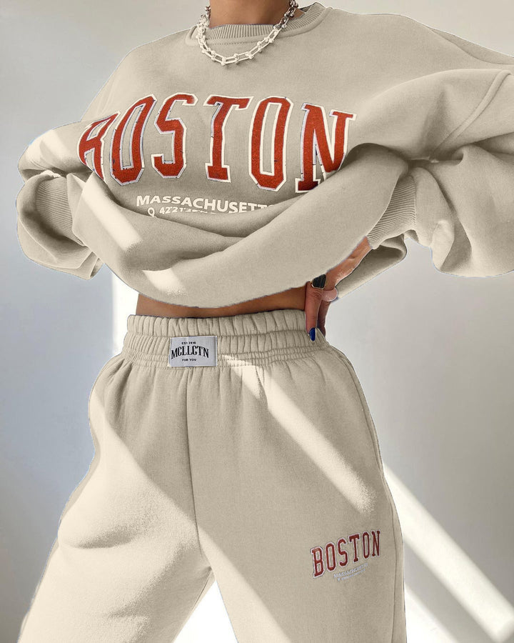 Damen lässiger Sweatshirt und Jogginghosen Set Drune
