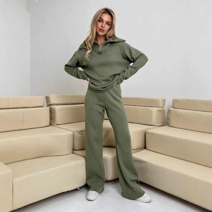 Damen gemütlicher Sportanzug aus weichem, atmungsaktivem Material mit stylischem Reißverschluss Drune